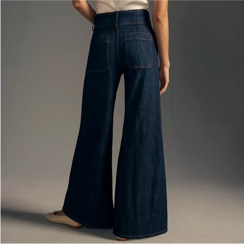 Pilcro Dark Indigo Wide-Leg Flare Jeans